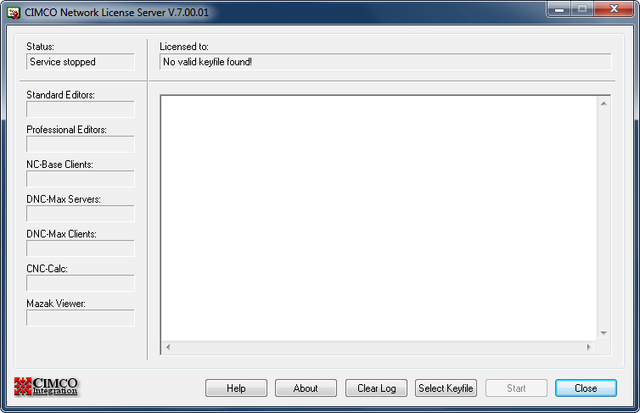 CIMCO Network License Server console. CIMCO Network License Server V.7