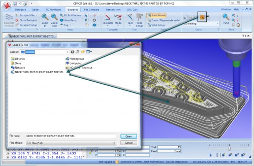 Backplot the NC file and Load STL