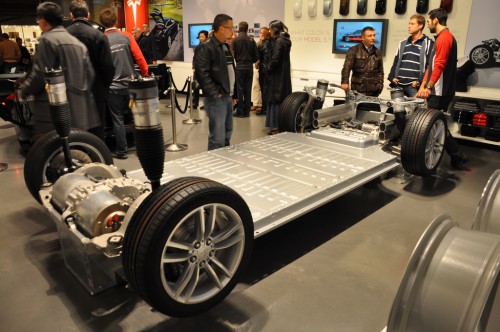 Tesla Rolling Chasis showing Battery Storage