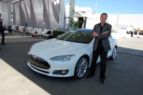 Elon with a Tesla Model S in Fremont