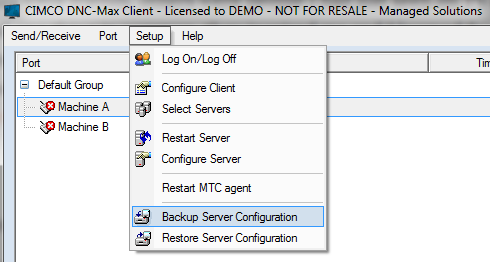 Select the option "Backup Server Configuration"