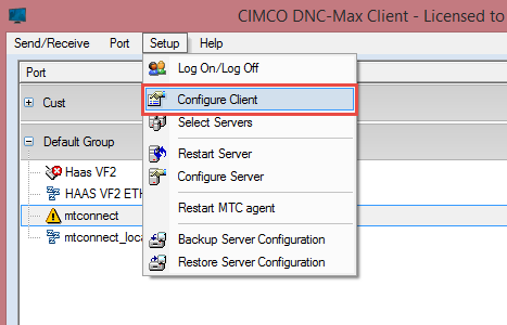 Select configure DNC Max Client